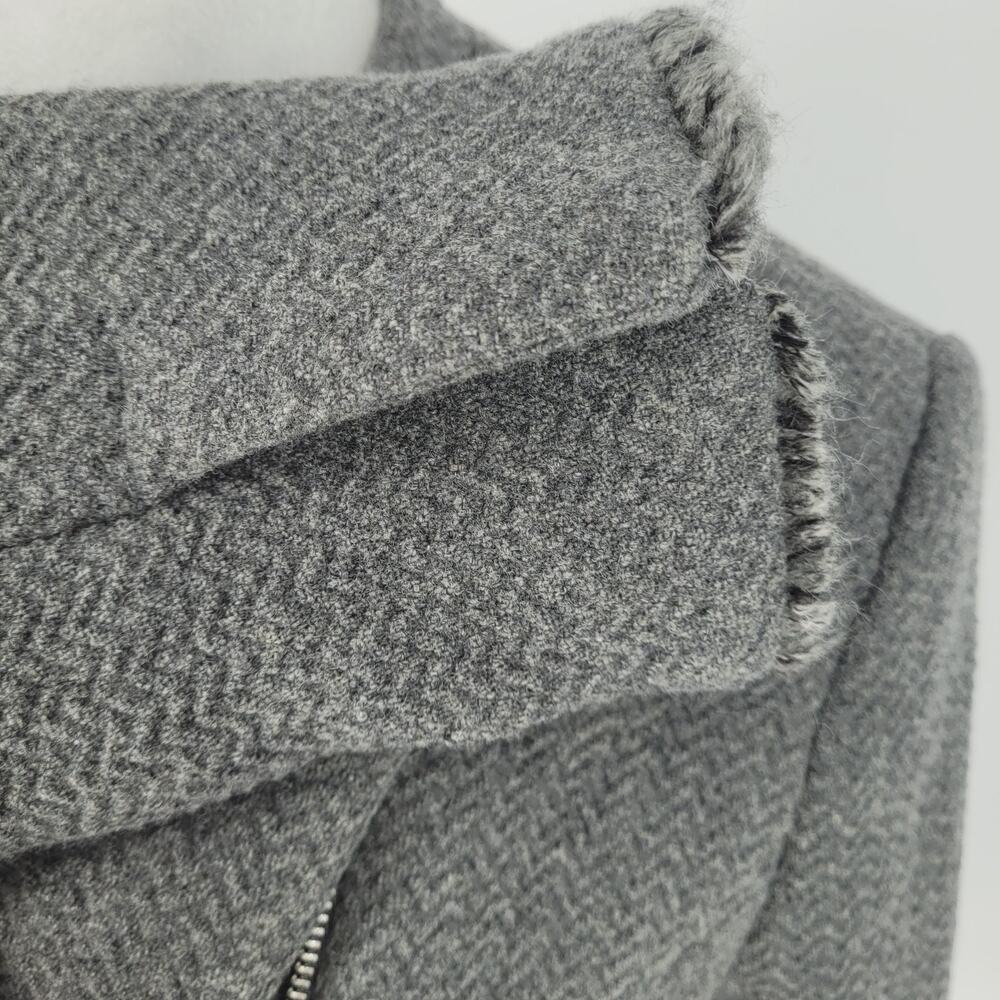 ZARA Trafaluc Outerwear Womens Gray Wool Blend Moto Biker Cropped Jacket Size M - Picture 5 of 10